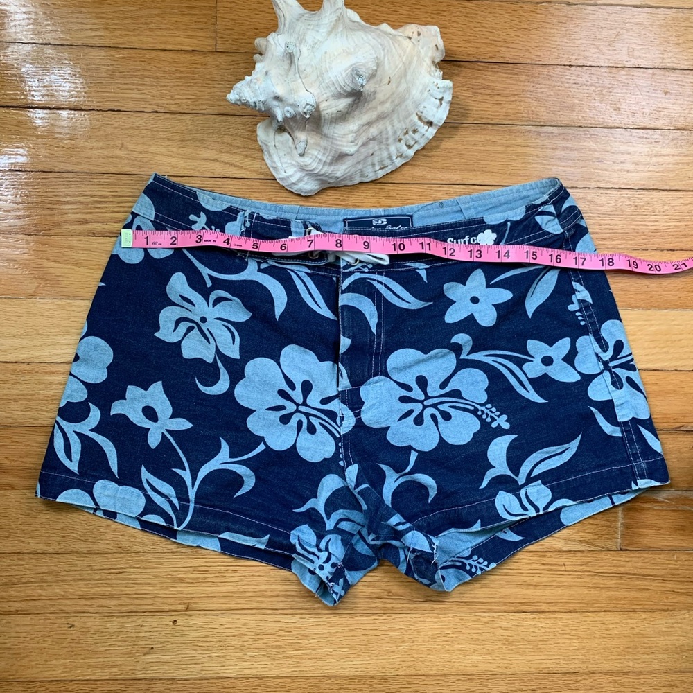 Vintage Honulua Surf 🌊Women’s 🌺 Board Shorts Size 11 Blue Hibiscus Floral - Picture 4 of 12